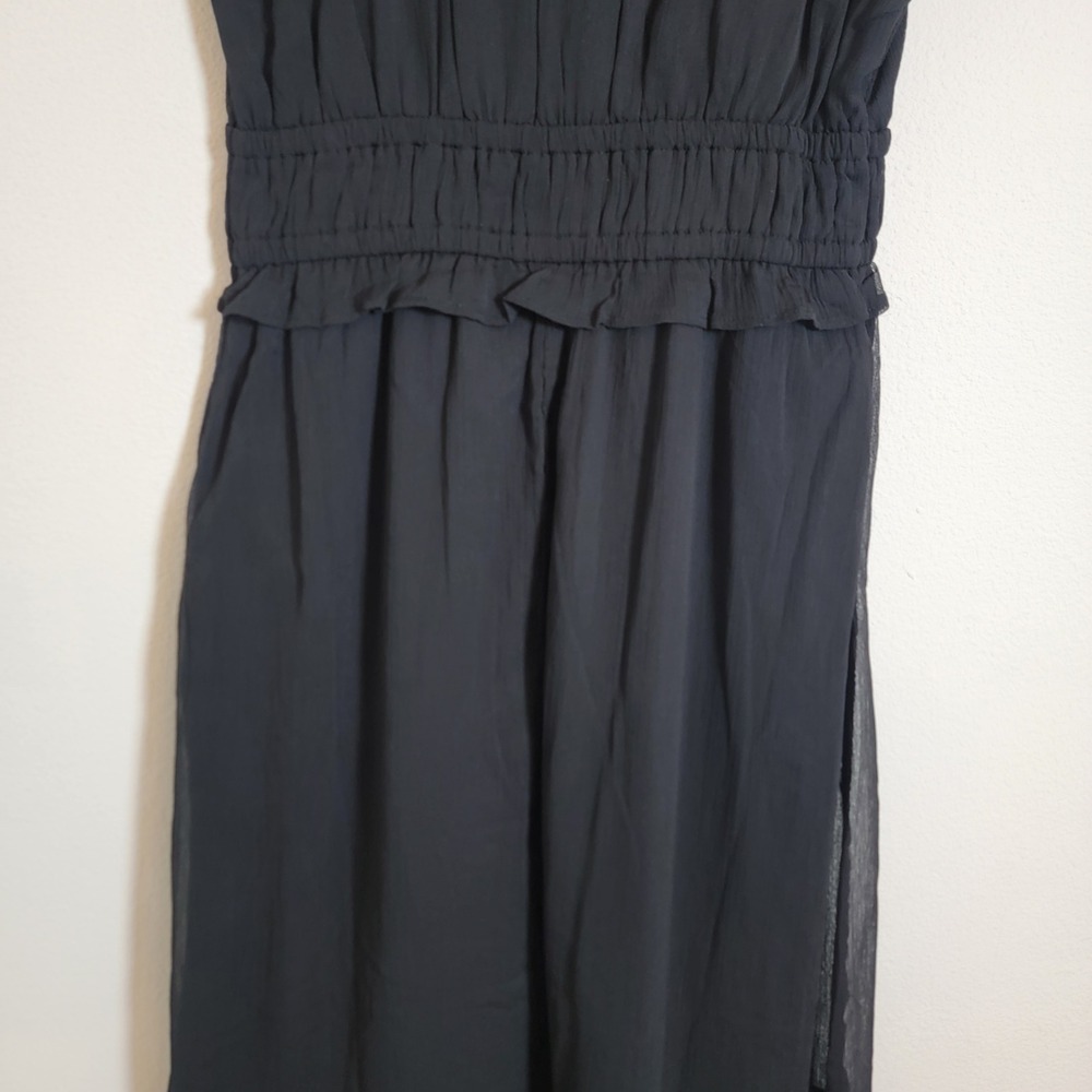 Old Navy Ruffle Chiffon Black Midi Dress Small Cotton Lined 753125 NWT - Picture 9 of 15